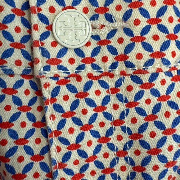 Tory Burch Womens Regan Cropped Straight Leg Jeans Geometric Cream Size 27 Women - Picture 5 of 15